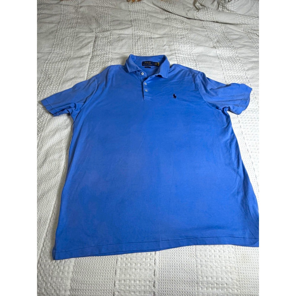 Polo Ralph Lauren Classic Fit Cotton Polo Shirt Blue Short Sleeve Men's L